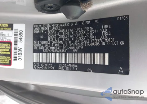 2008 Toyota Sienna Le from USA, damaged, VIN 5TDZK23C88S161630